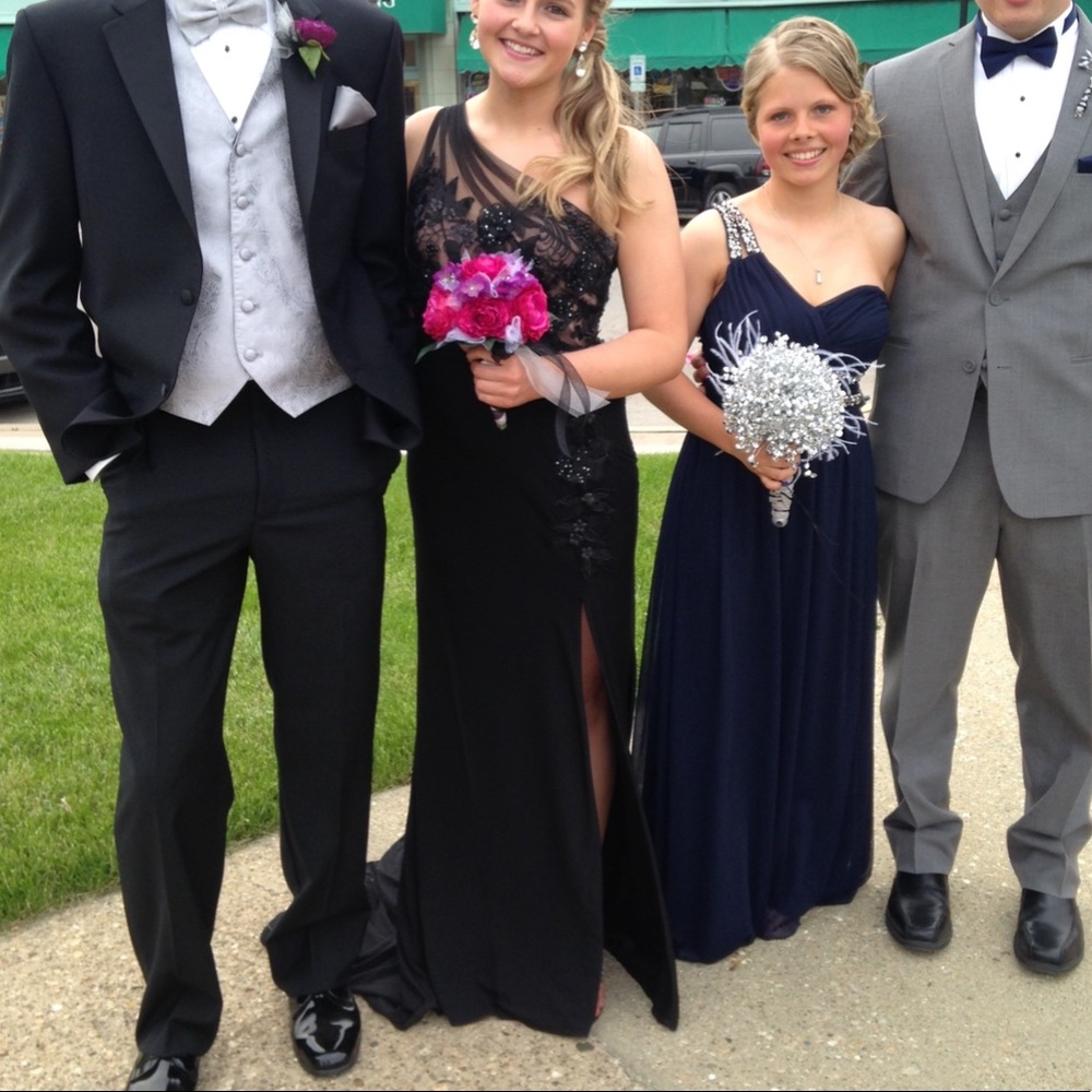 Mac Duggal One Shoulder Black Prom Dress